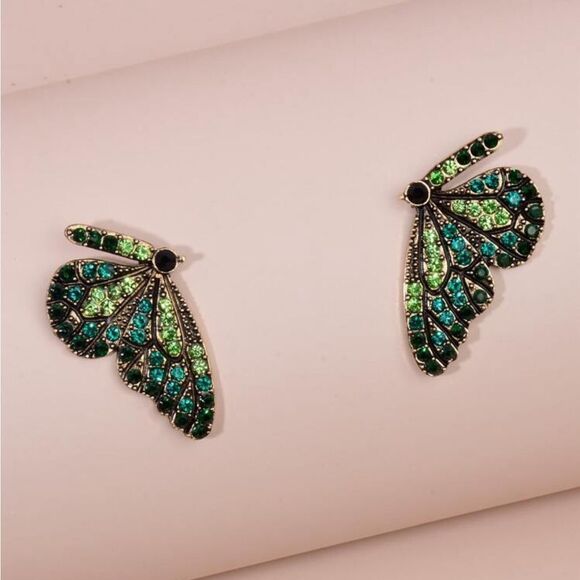 Rhinestone Butterfly Earrings - Picture 5 of 10